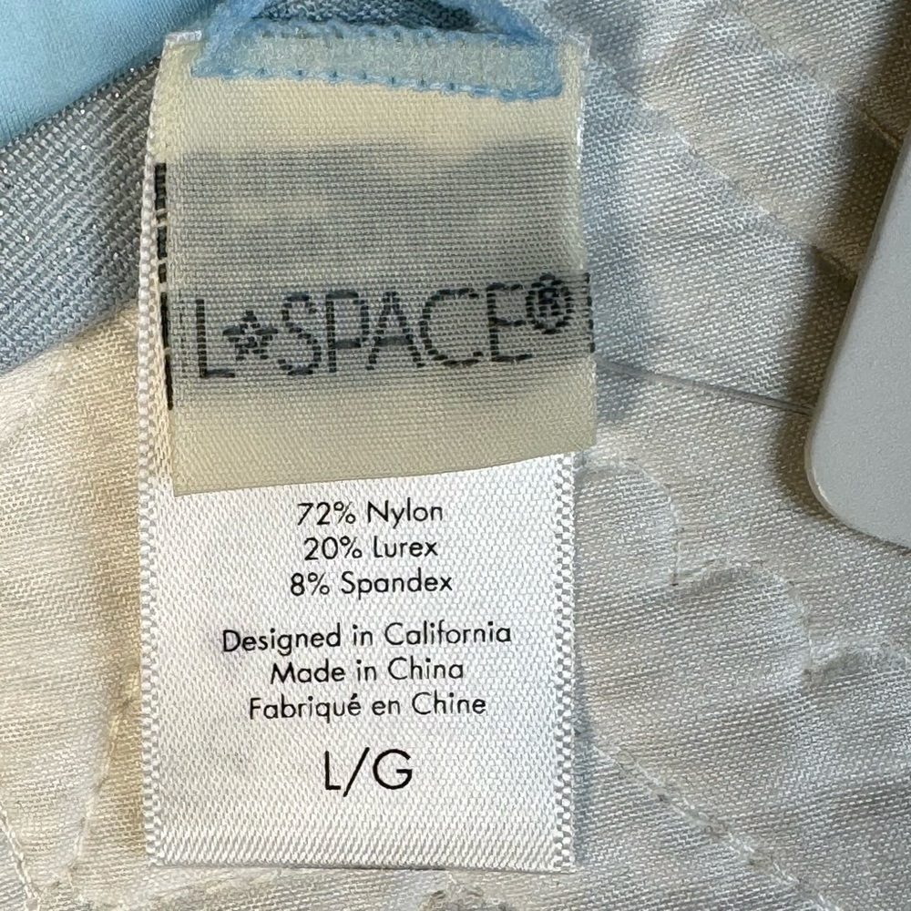 L*Space Cabana Bikini Bottom Bitsy Sky Blue Silver Women’s Size Large - Picture 7 of 9